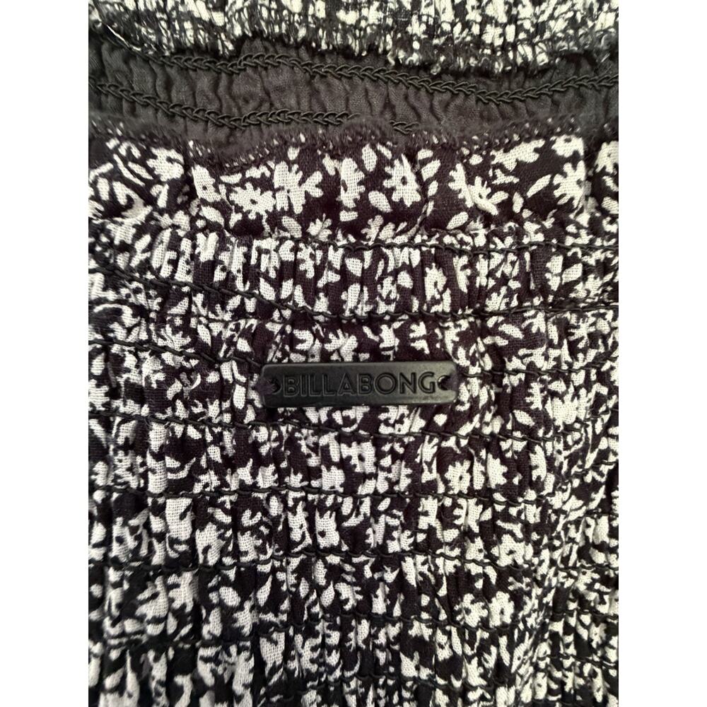 Billabong Black White Floral Smocked Maxi Dress Spaghetti Strap Cotton Boho S - Picture 6 of 7